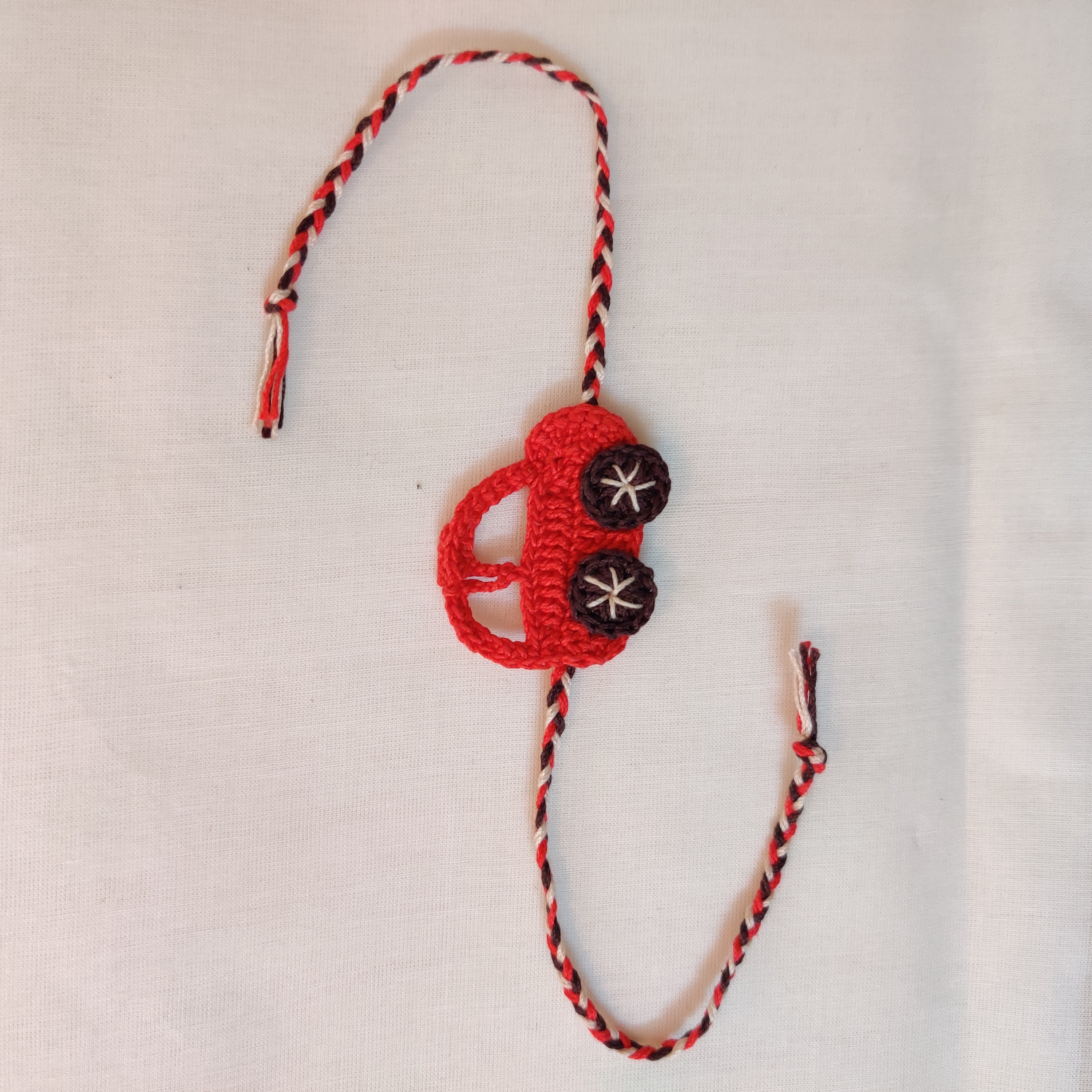 Set of 2, Handmade Zardozi and Crochet Rakhi - image 2